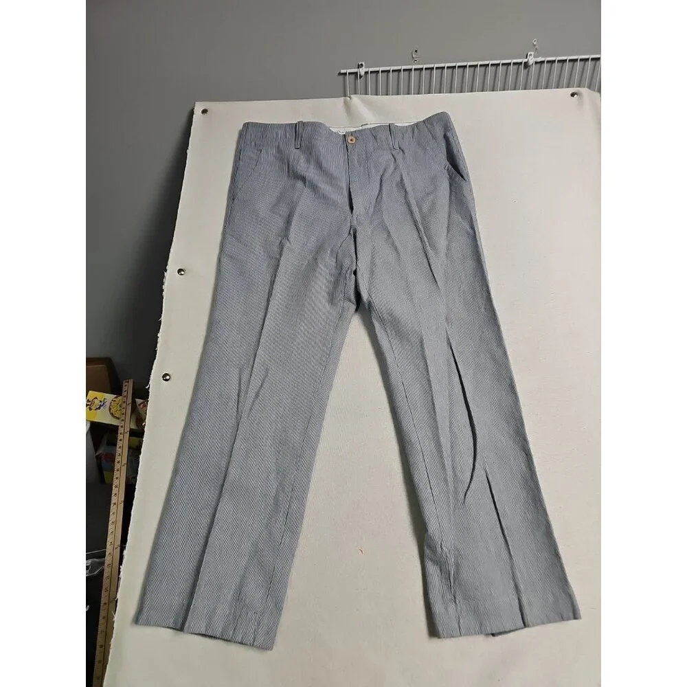 Banana Republic Pants Blue Stripe Linen Cotton Relaxed Fit Drawstring Mens 35x30
